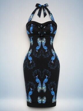 Collectif Peacock Pinup Dress L 🦚